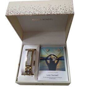Alexis Bendel 14K Gold Plated Jewelry Gift Box Set Bracelet Earrings Necklace